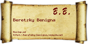 Beretzky Benigna névjegykártya
